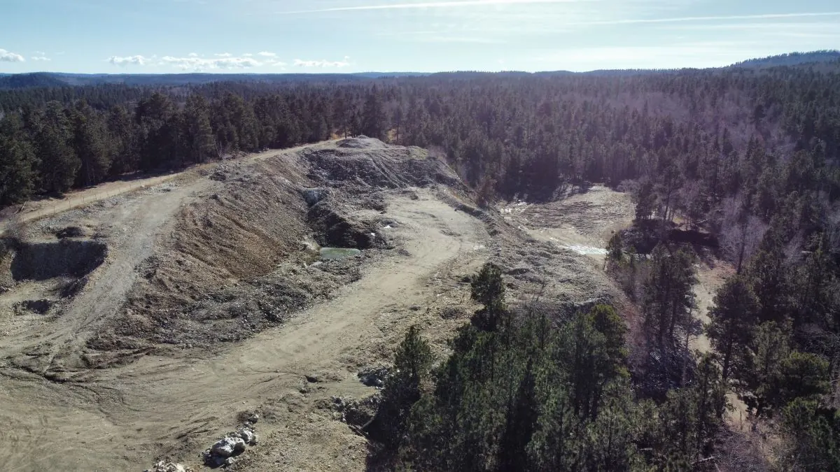 Historic mine workings at the Volney Project in the Black Hills of South Dakota