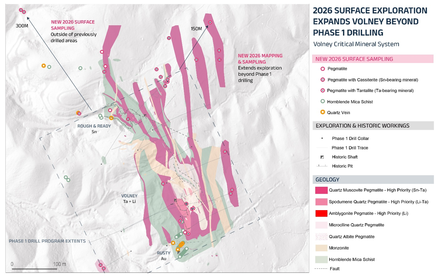 Figure 1 – Surface mapping and sampling at Volney